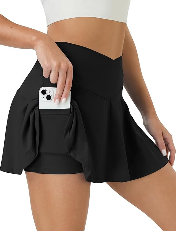 Tennis Skirt for Women High Waisted Golf Skirts with Pockets Shorts Crossover Athletic Pleated Sk... | Amazon (US)