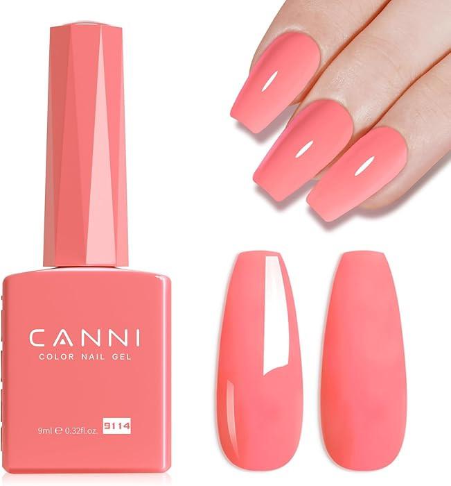CANNI Pink Gel Nail Polish – 1pc 9ML Hot Grapefruit Pink Color, Soak Off UV LED Gel, High Gloss... | Amazon (US)