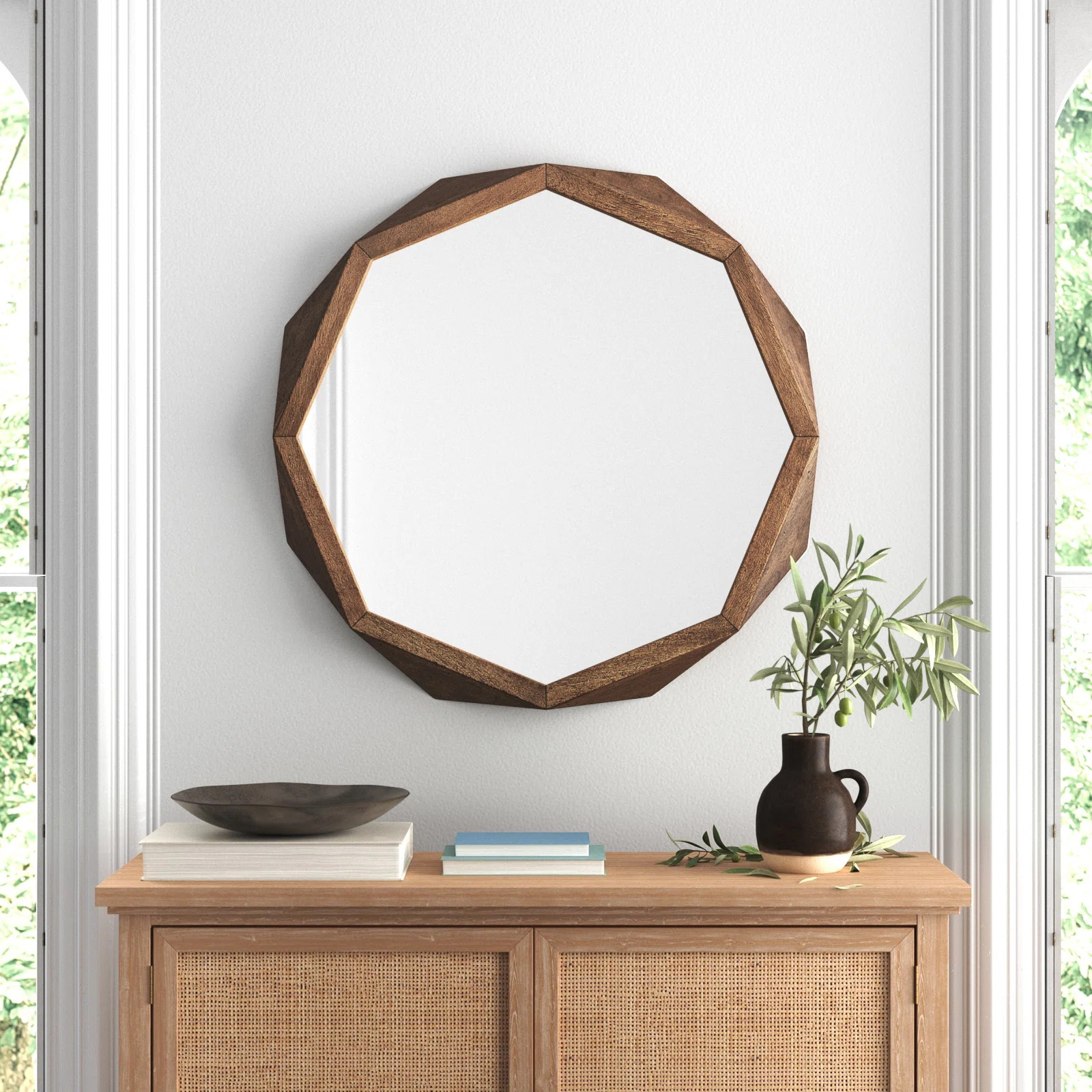 Jo Octagon Wood Wall Mirror | Wayfair North America