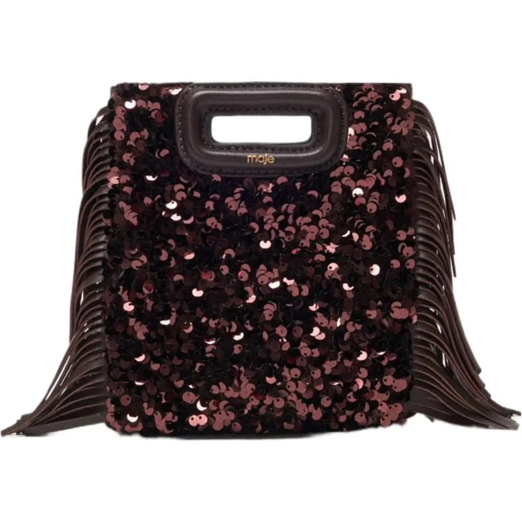 maje Sequin M mini bag in Brown at Nordstrom, Size Medium | Nordstrom