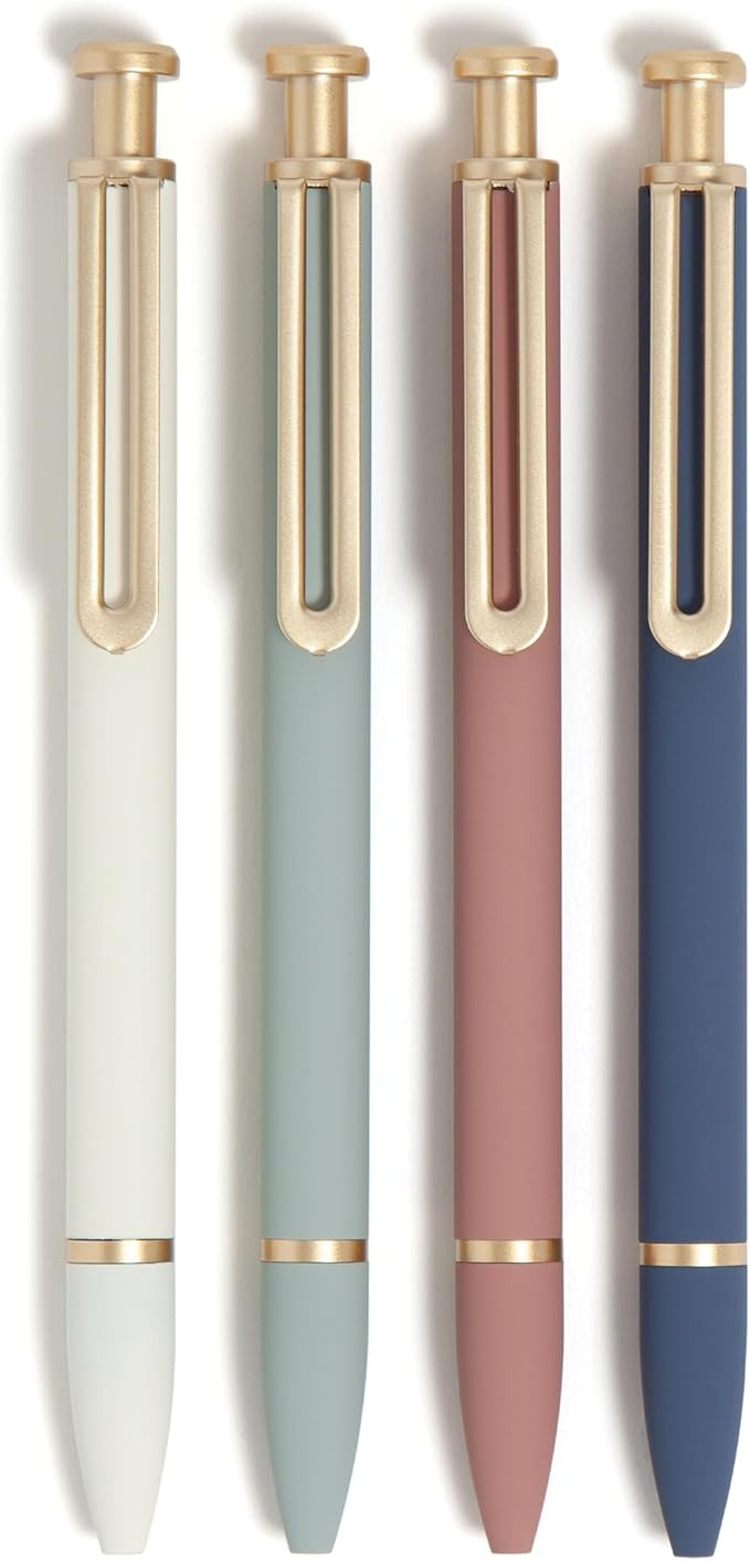 U Brands Monterey Ballpoint Pens, 4 Count, Atlantis Hue, Soft Touch, Gold Details, Bold (1.0 mm) ... | Amazon (US)