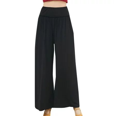 dmqupv Black Flowy Pants Women s Cotton Linen Summer Pants Flowy Wide Leg Beach Trousers with Pocket | Walmart (US)