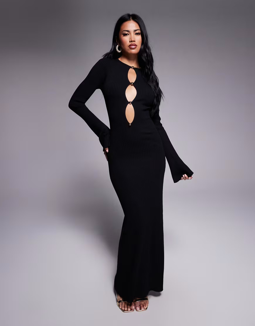 Bardot Nautico knit maxi dress in black | ASOS (Global)