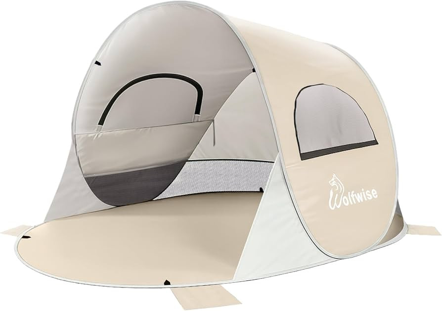 Wolfwise Pop up Beach Tent Sun Shelter with UPF50+ UV Protection, Instant Easy Setup Popup Beach ... | Amazon (US)