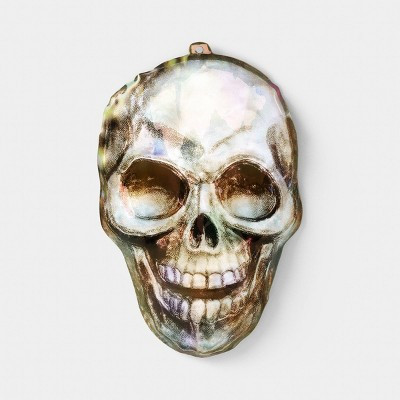 1.8"x17.5" Classic Halloween Vac Form Skull Unframed Wall Art Metallic Silver - Hyde and EEK! Boutique™ | Target