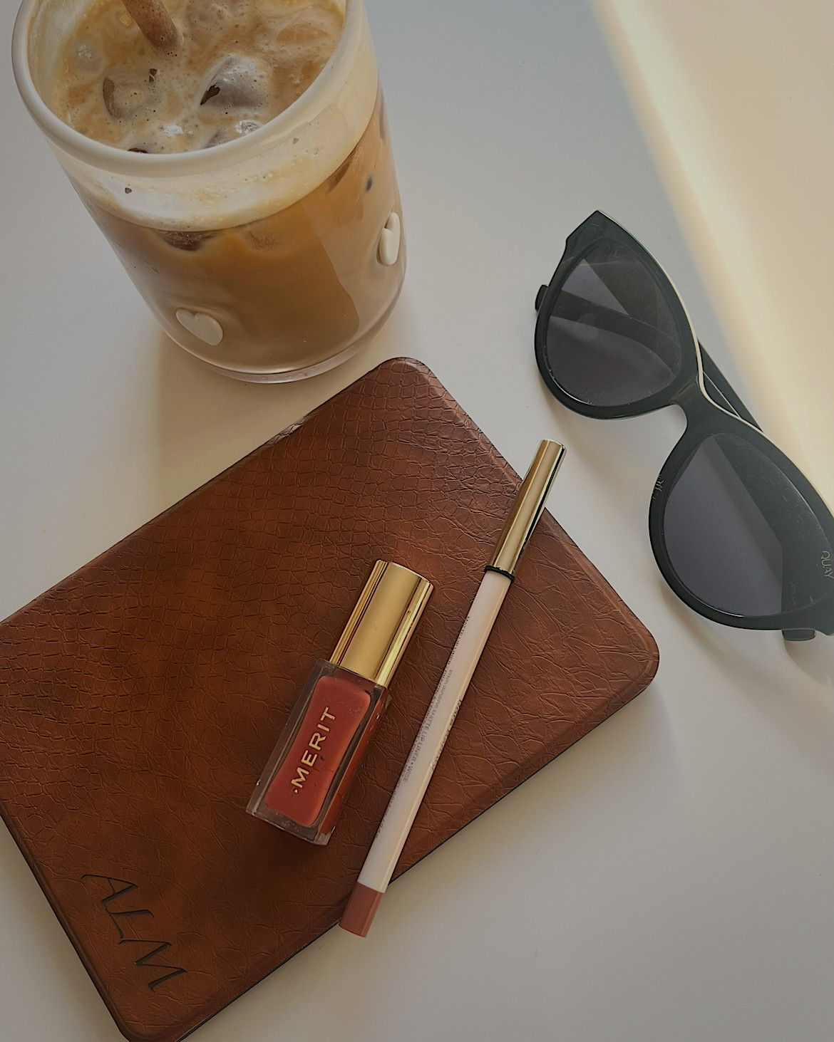 current essentials 🤍🍸✨☕️