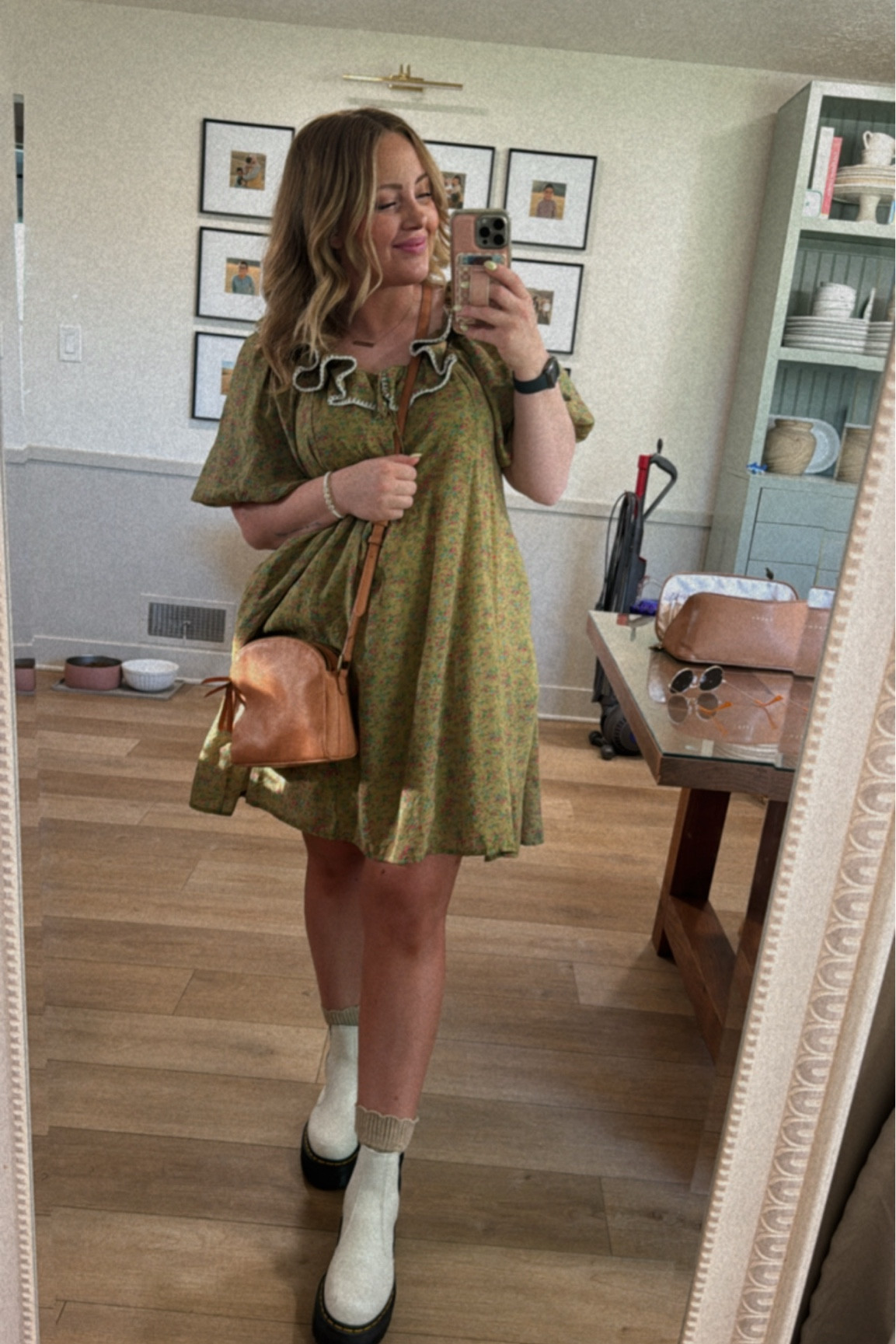 Dress from Shop Zoco! Wearing size M in dress. Currently my fave boot 🙌🏻

Floral dress. Green dress. White boots. 

#LTKStyleTip #LTKBeauty #LTKShoeCrush