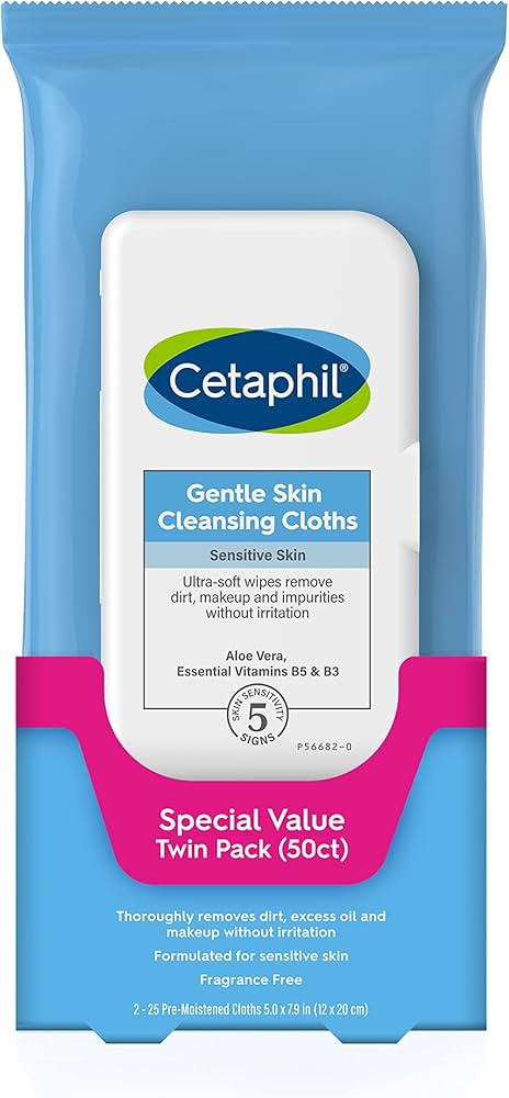 Cetaphil Face and Body Wipes, Gentle Skin Cleansing Cloths, 50 Count, Twin Pack, for Dry, Sensiti... | Amazon (US)
