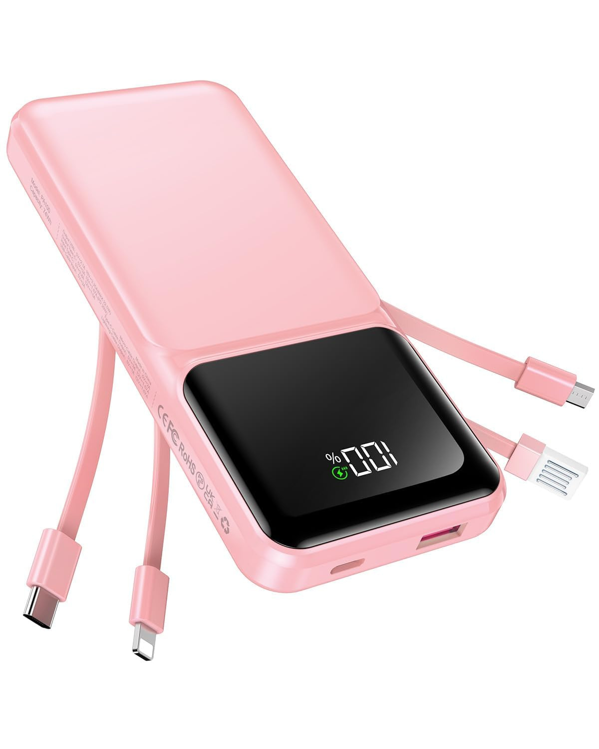 Portable Charger with Built in Cable - 20000mAh Fast Charging Slim 22.5W Power Bank USB C LED Dis... | Amazon (US)