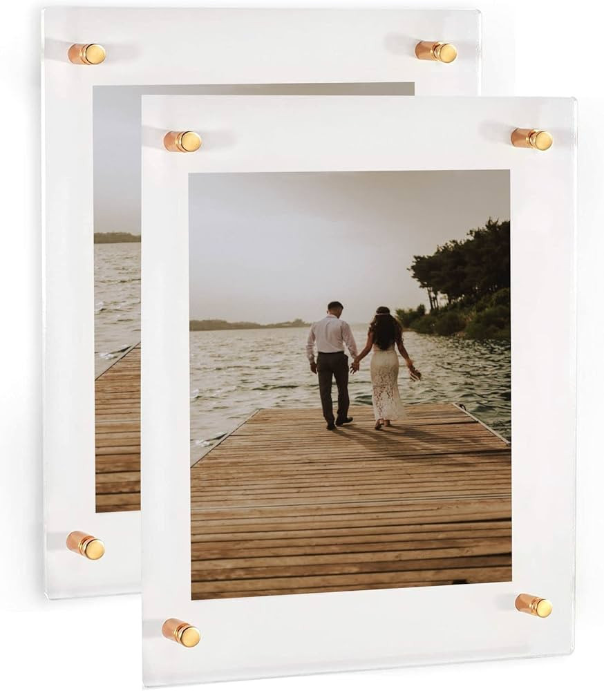 (8" x 10") 2 Pack Clear Acrylic Wall Mount Floating Frameless Picture Frame Double Panel Plexigla... | Amazon (US)