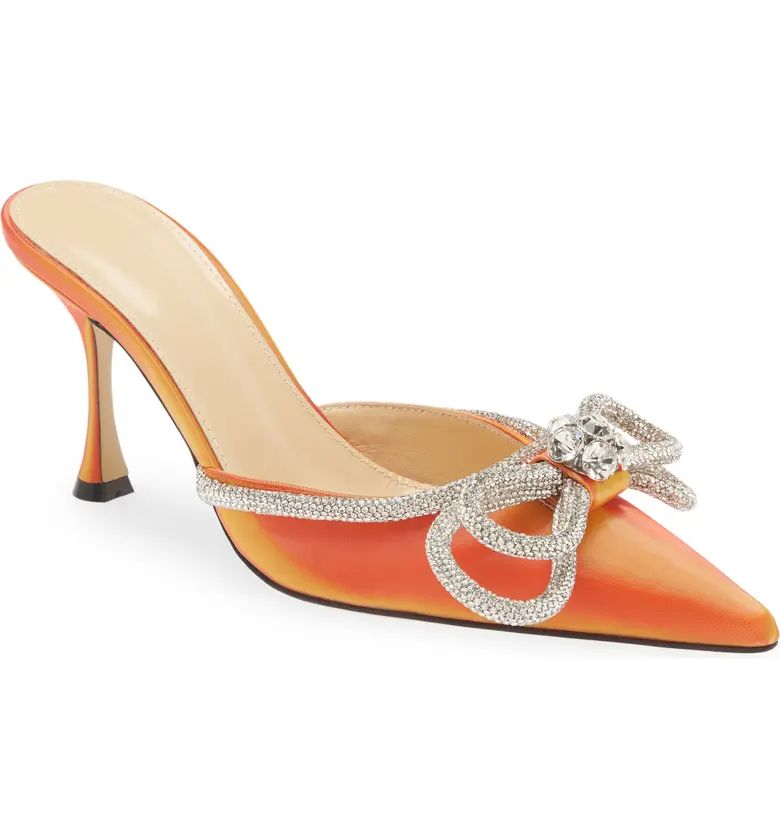 Mach & Mach Crystal Double Bow Pointed Toe Mule | Nordstrom | Nordstrom