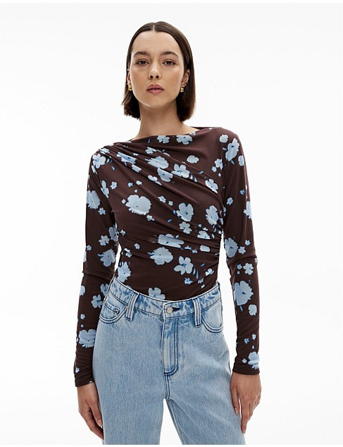 Mesh Drape Longsleeve Top | David Jones (Australia & New Zealand)