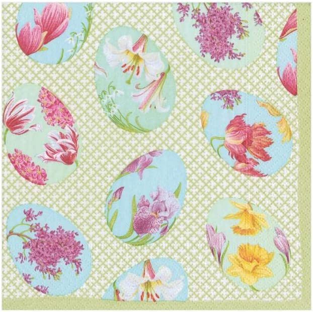 Caspari Floral Decorated Eggs Boxed Paper Cocktail Napkins - 40 Per Box | Amazon (US)