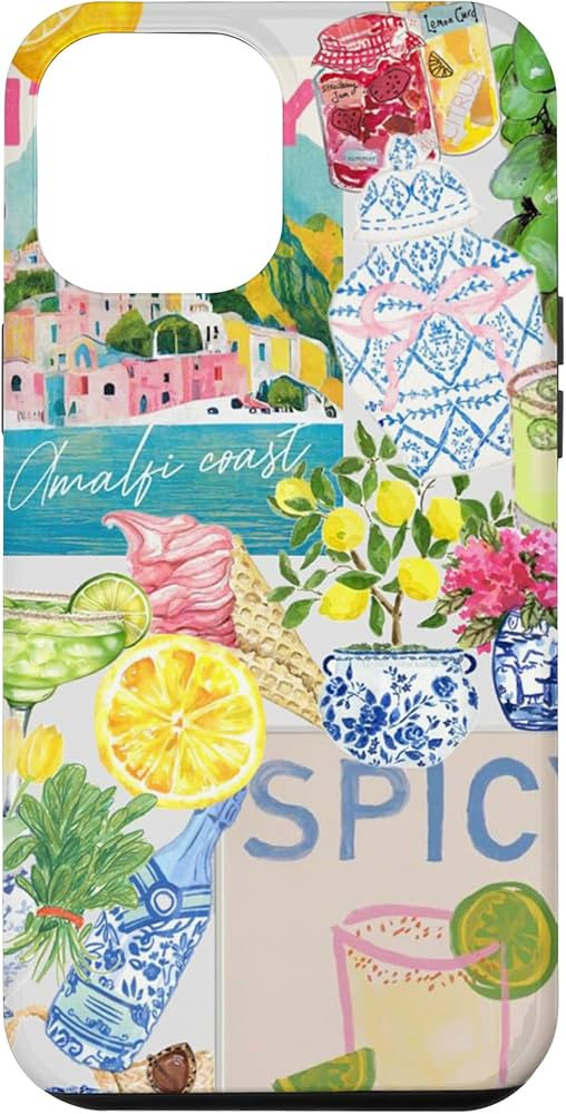 Italian Amalfi Coastal Lemons Summer Martini Cocktail Toile Case for iPhone 12 Pro Max | Amazon (US)