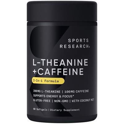 Sports Research L-Theanine & Caffeine, 2-in-1 Formula, 60 Softgels, Sports Nutrition Supplements | Target