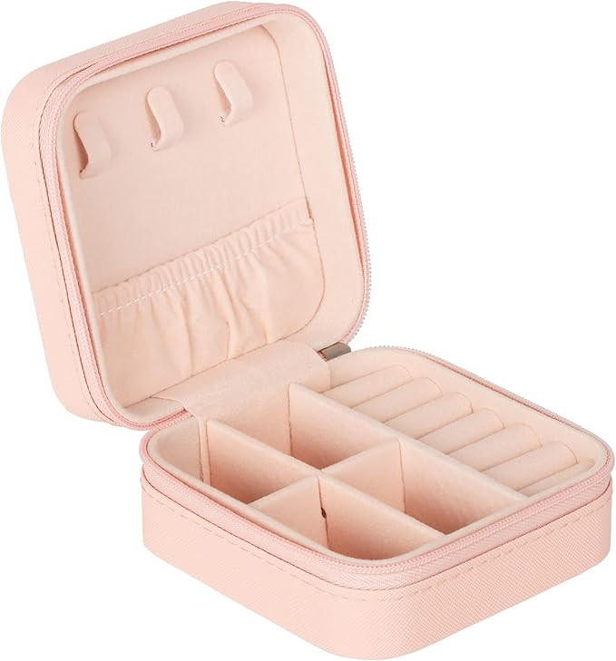 GOTDYA PU Leather Small Travel Jewelry Case,Portable Jewelry Box with Zipper for Organized and St... | Amazon (US)