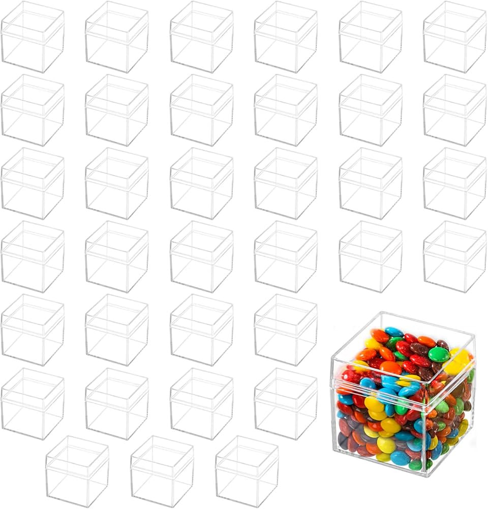 36 Pack Acrylic Box, Small Clear Plastic Square Cube Box with Lids, Candy Storage Container, for ... | Amazon (US)