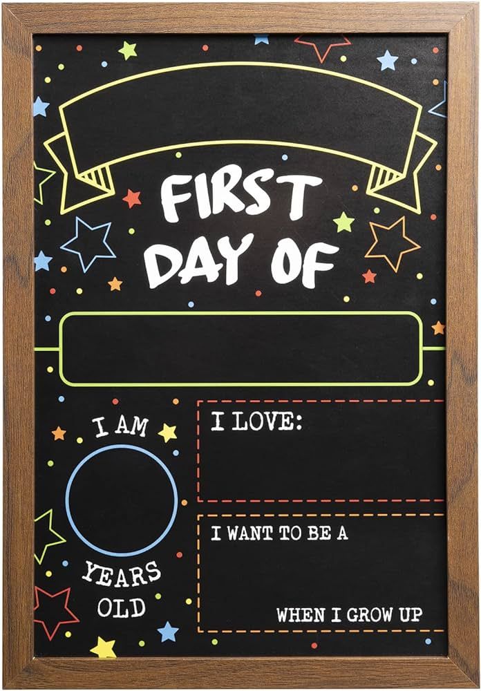 First Day Last Day of School Double Sided Sign with Frame (Reusable Dry Erase Board for Liquid Ch... | Amazon (US)