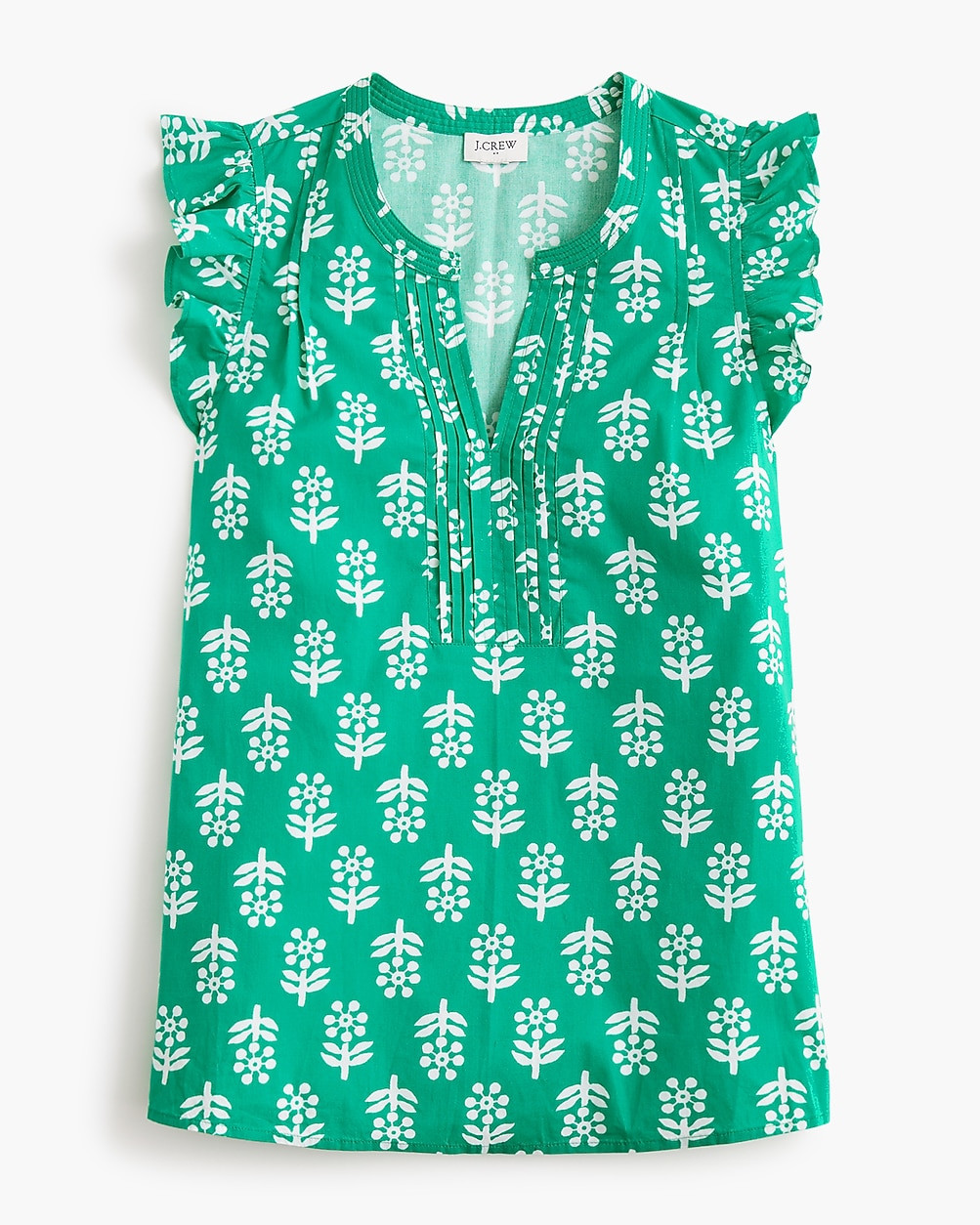 Flutter-sleeve block-print top | J.Crew Factory