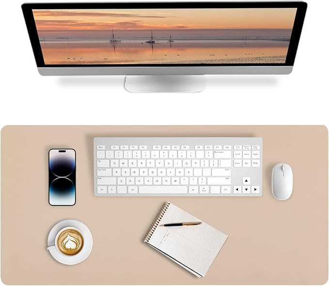 Leather Desk Pad, Mouse Pad, Non-Slip Desk Protector Mat, Leather Desk Blotter, Computer Desk Pad... | Amazon (US)