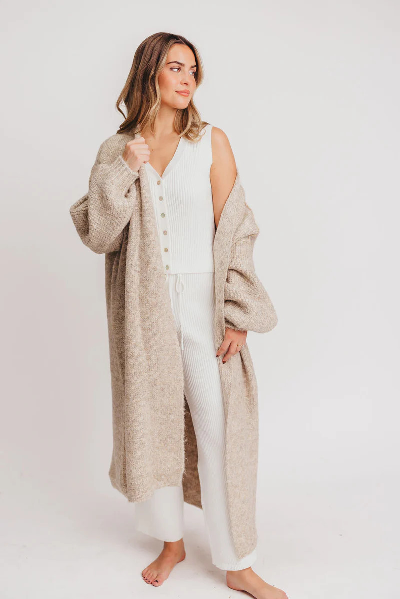 Amelia Oversized Longline Cardigan in Oatmeal | Worth Collective