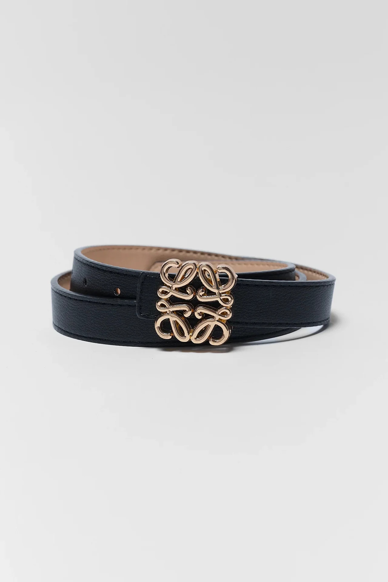 Rowan Black Faux Leather Belt | Avara