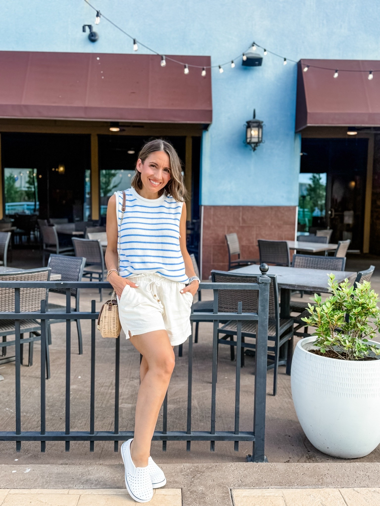 Casual summer style. 
Cute stripe top and linen shorts. 
Top runs big. Go down 1 size. 
Shorts run true to size. 
White Native water shoes. Love these. They run true to size. 
Petite style 
Casual style

#LTKootd #LTKPetite #LTKOver40