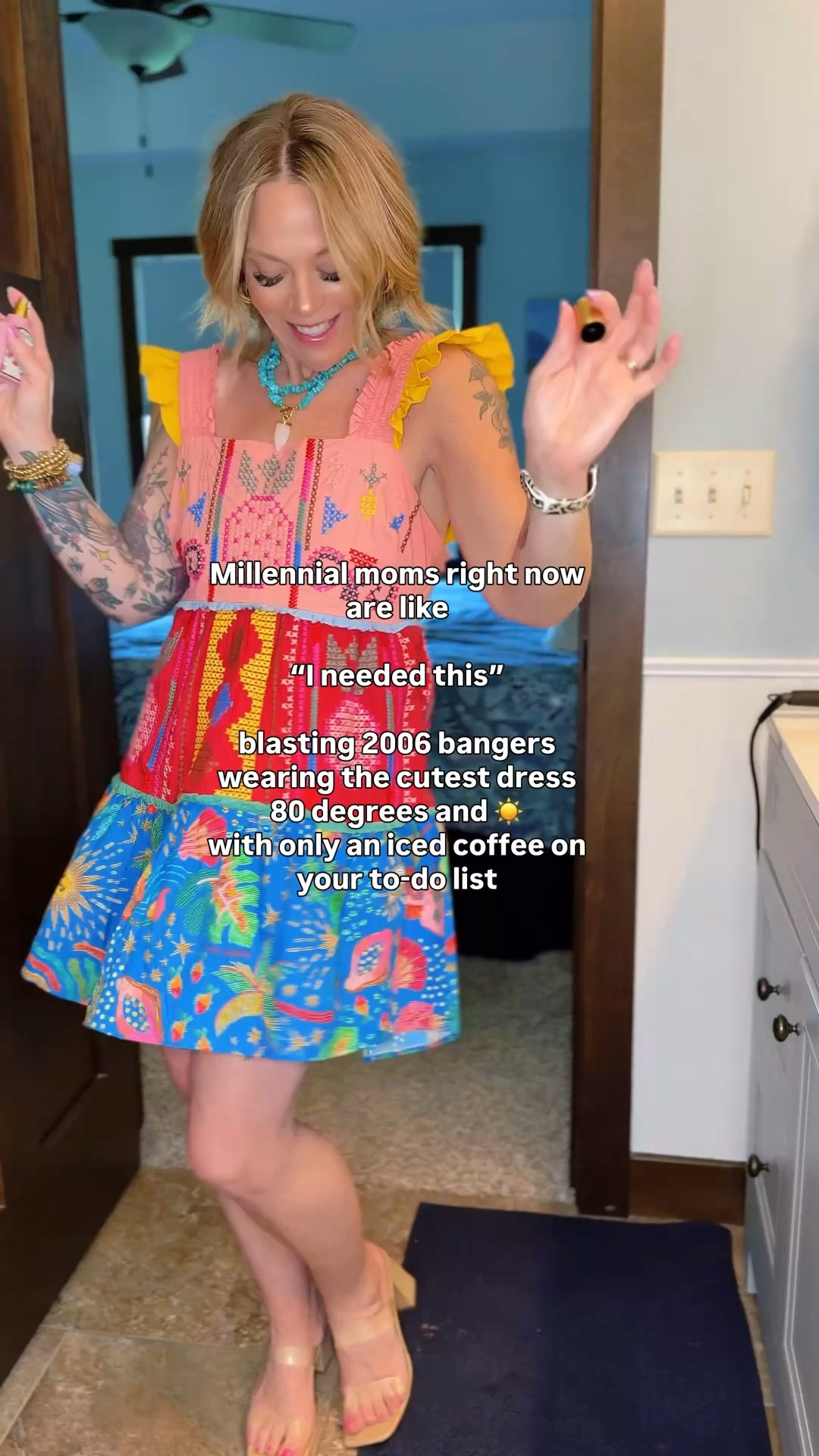 if you were getting ready to go out in the 2006–2010 era…
you already know 😭

hair half done
music BLASTING
trying on 7 outfits
straightener plugged in on the floor
iced drink in hand
running late but vibing anyway

and somehow…
those were the nights we felt the most like ourselves

tell me your getting ready song back then 👇

Dress: @farmrio
Jewelry: @hellobaabs
Perfume: @gucci 
Sunglasses: @amazon
Shoes: @Target 

millennial mom style, 2000s nostalgia, getting ready vibes, mom life but make it fun, outfit inspo for moms, summer outfits, feeling like yourself again

#LTKOver40 #LTKgrwm #LTKootd