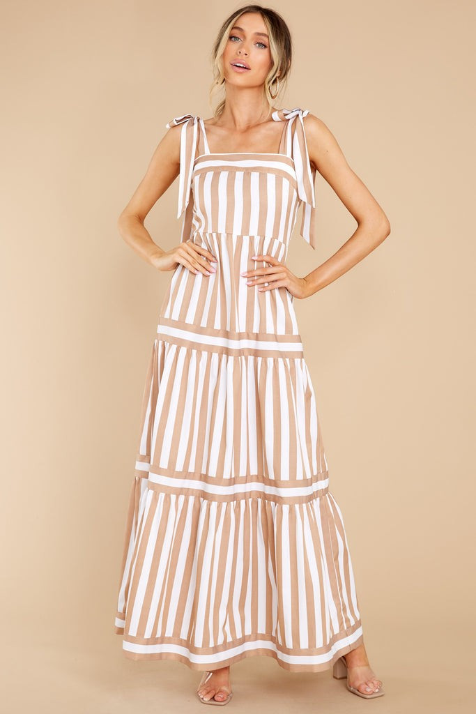I'm With You Taupe Stripe Maxi Dress | Red Dress 