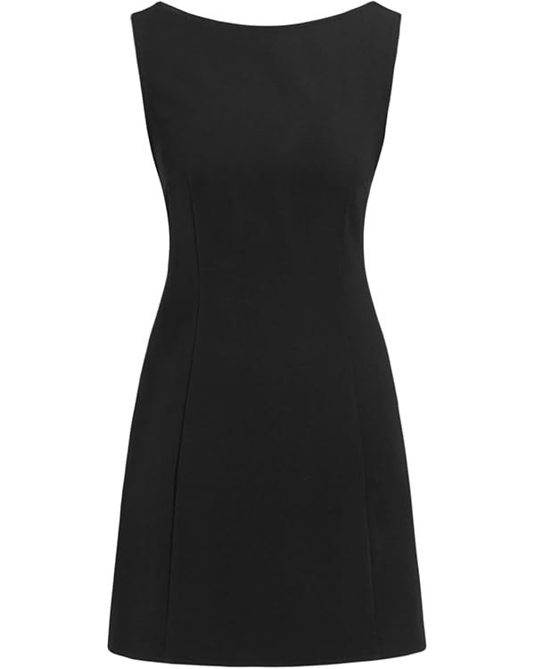 CIDER Boat Neck Solid Mini Dress | Amazon (US)