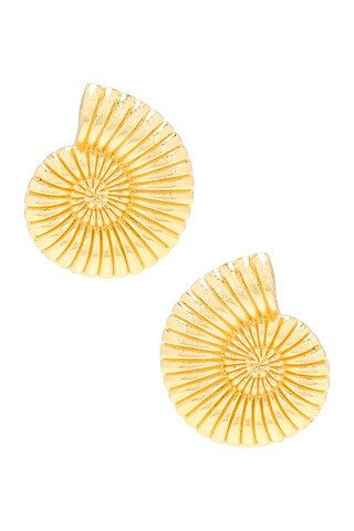 Jordan Road Vintage Shell Earrings in 18k Gold Plated Brass - Metallic Gold. Size all. | FWRD 