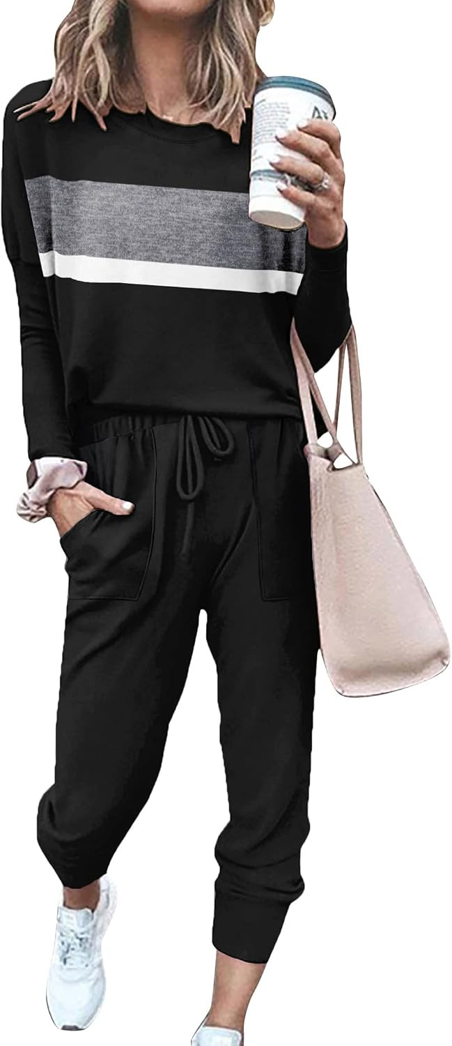 Lounge Sets for Women Two Piece Travel Outfits Sweatsuits 2 Piece Fashion 2024 Trendy Pajamas | Amazon (US)