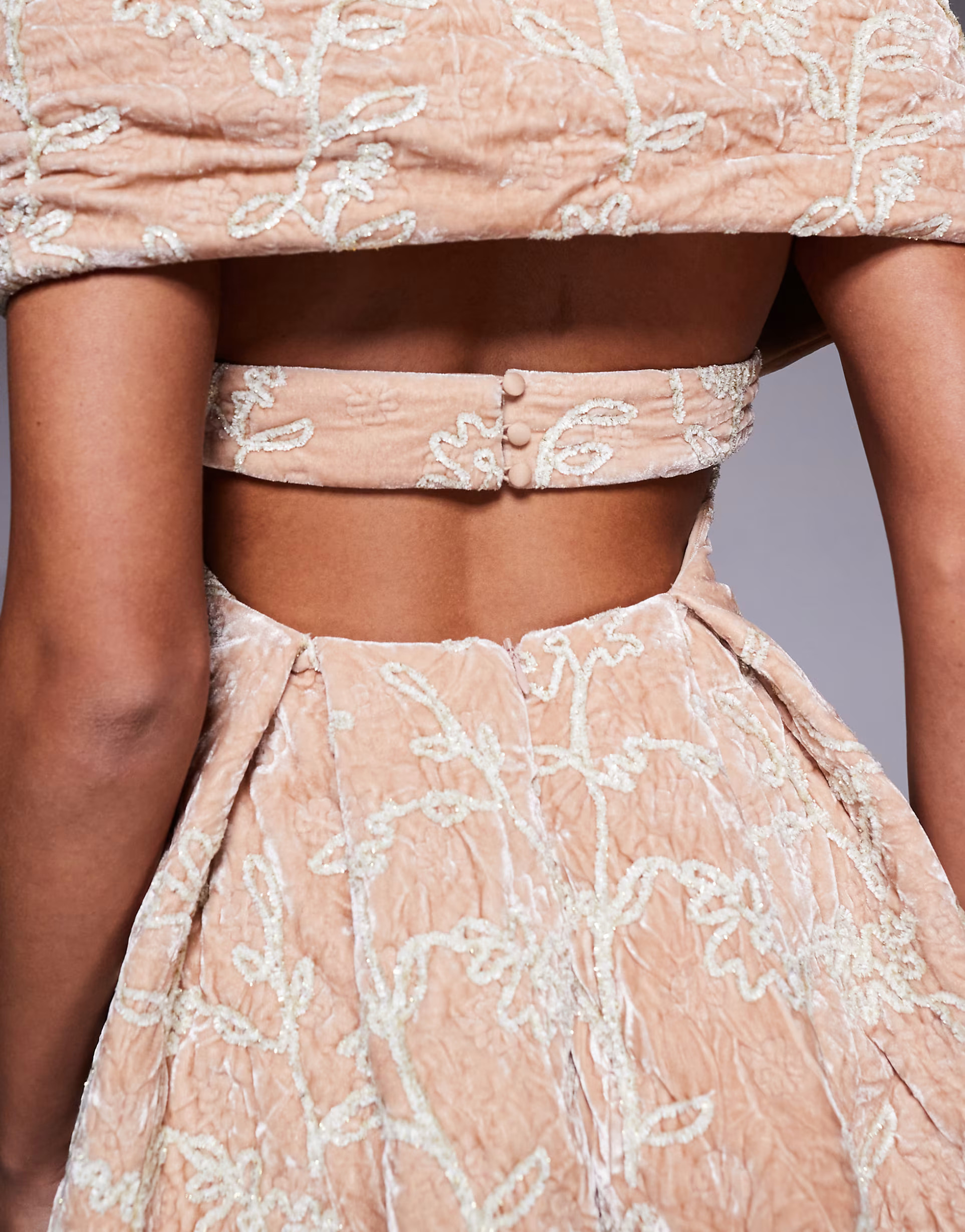 ASOS LUXE flower embellished velvet mini dress in pink | ASOS (Global)