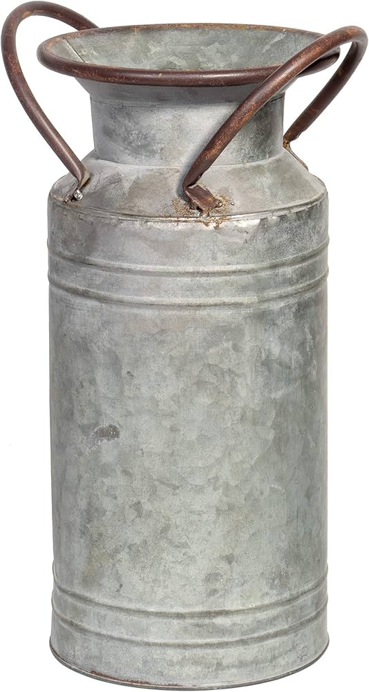 Old Fashioned Rustic Style Large Galvanized Milk Can Farmhouse Planter Vase with Handles | Amazon (US)