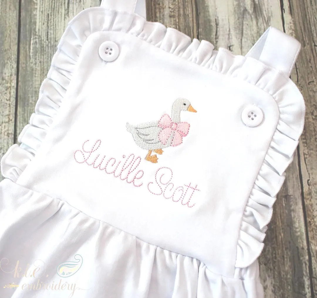 Girls' Embroidered Monogrammed Sunsuit / Ruffle Sunsuit / Baby Girls' Sunsuit / Monogrammed / Gir... | Etsy (US)