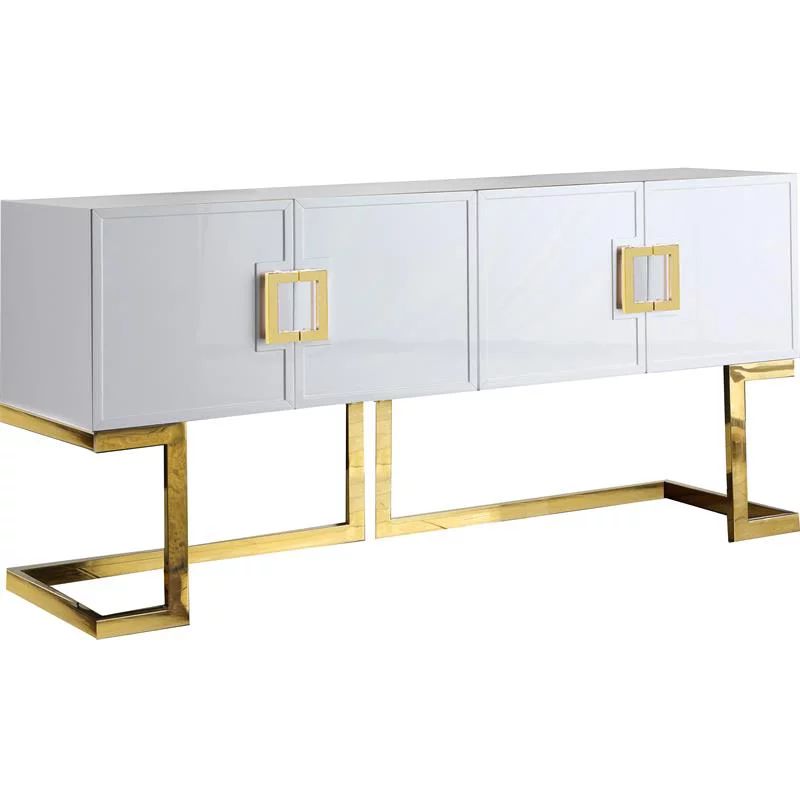 Meridian Furniture Beth Solid Wood Sideboard/Buffet in White Lacquer/Gold Finish | Walmart (US)