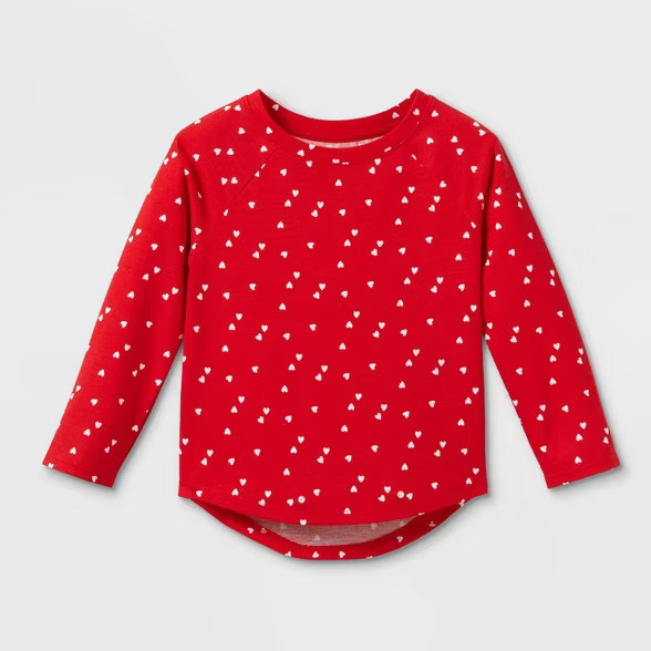 Toddler Girls' Heart Long Sleeve T-Shirt - Cat & Jack™ Red | Target