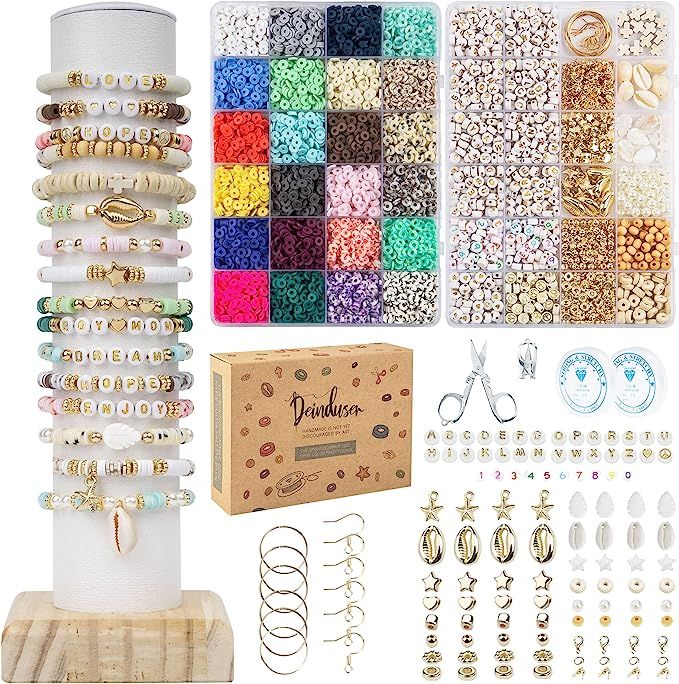 Clay Beads 7200 Pcs 2 Boxes Bracelet Making Kit - 24 Colors Polymer Clay Beads for Bracelet Makin... | Amazon (US)