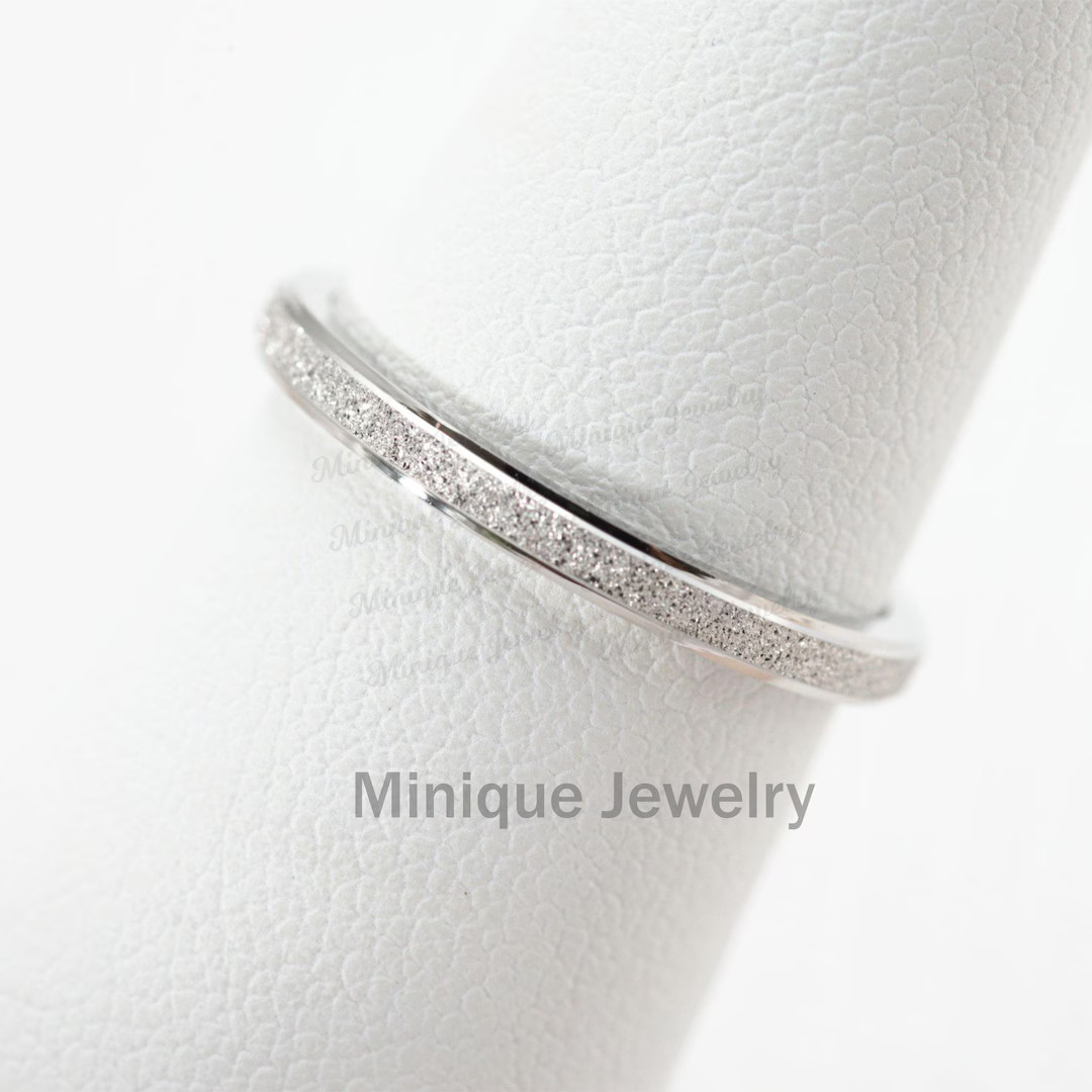 2 Mm Solid 925 Stardust Sterling Silver Classic Sparkly Wedding Band,thin Stacking Ring With Poli... | Etsy (US)