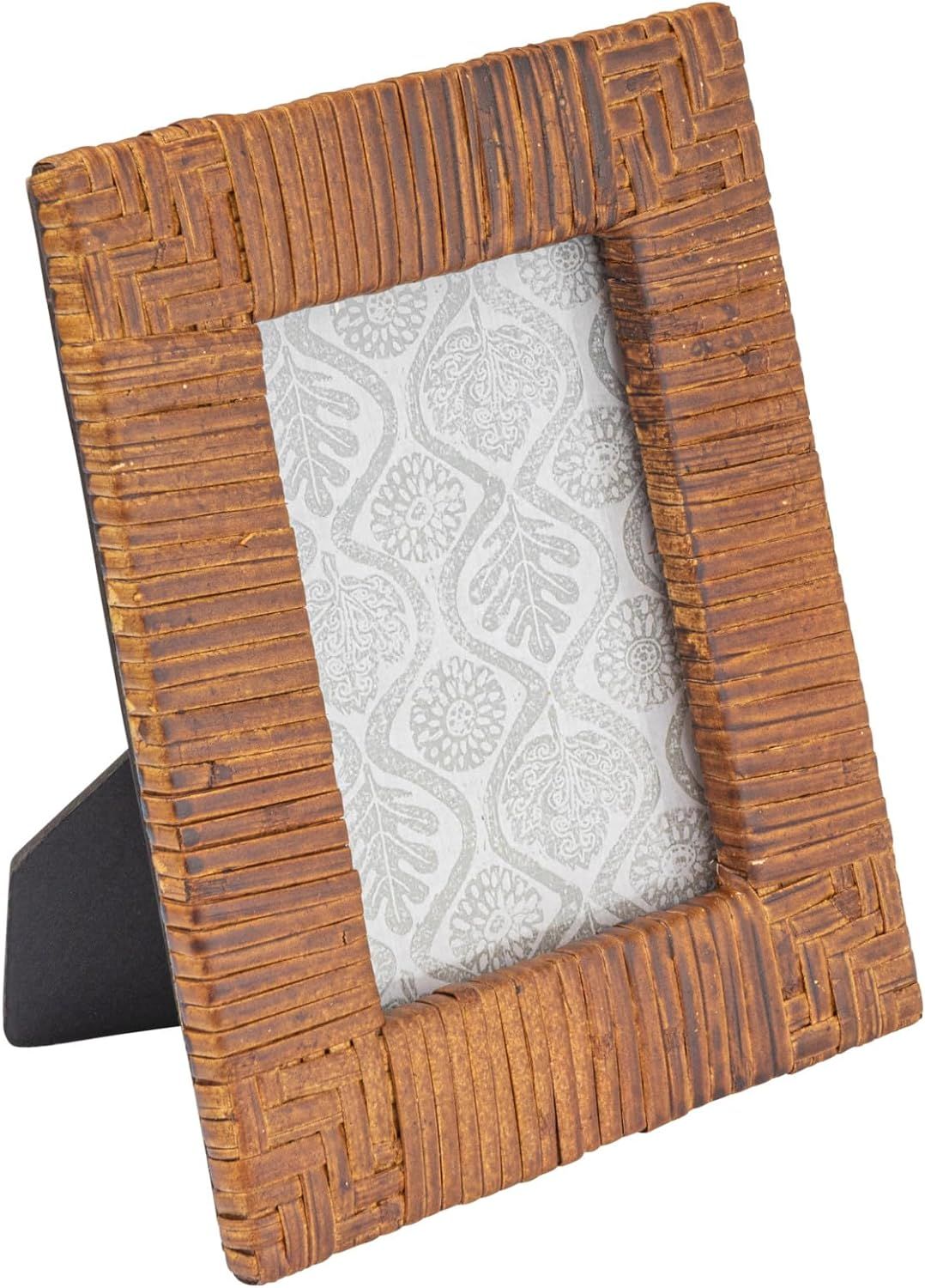 Creative Co-op Handwoven Rattan Photo Frame, Natural Stained (Holds 4" x 6" Photo) | Amazon (US)