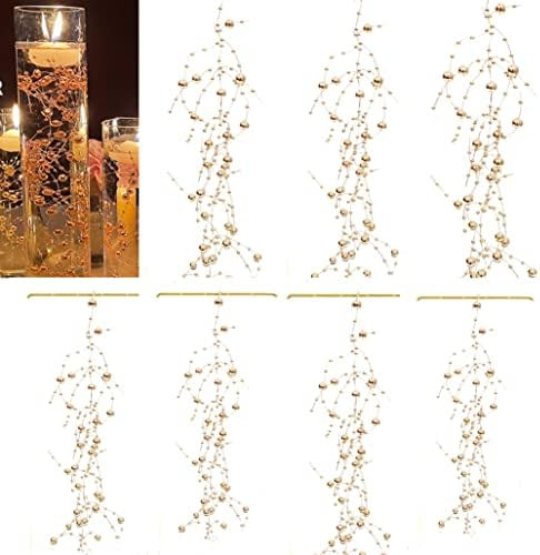 TeaSu 12pcs Pearl String, for Wedding Centerpiece, Vase Filler and Decor for Floating Candles | Amazon (US)