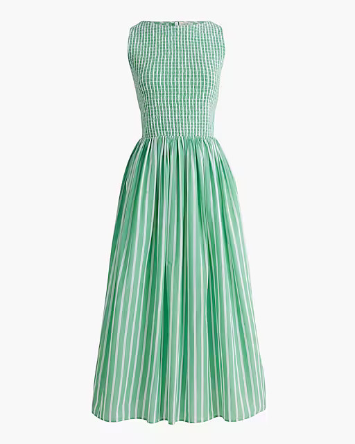 Smocked bateau-neck midi dress | J.Crew Factory
