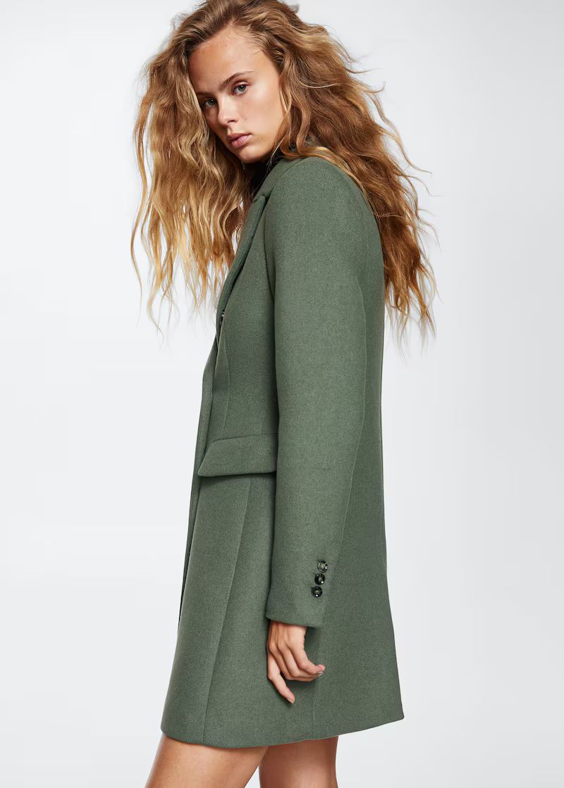 Wool double-breasted coat | MANGO (US)