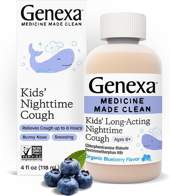 Genexa Clean Kids' Long-Acting Nighttime Cough Medicine, Dye Free, 0% Artificial Additives, Child... | Amazon (US)