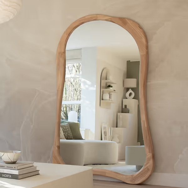 Arcurva - Extra Large Full Length Light Wood Irregular Mirror 190cm x 120cm | William Wood