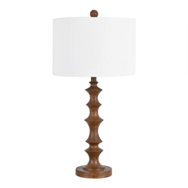 Chester Brown Resin Spindle Table Lamp | World Market