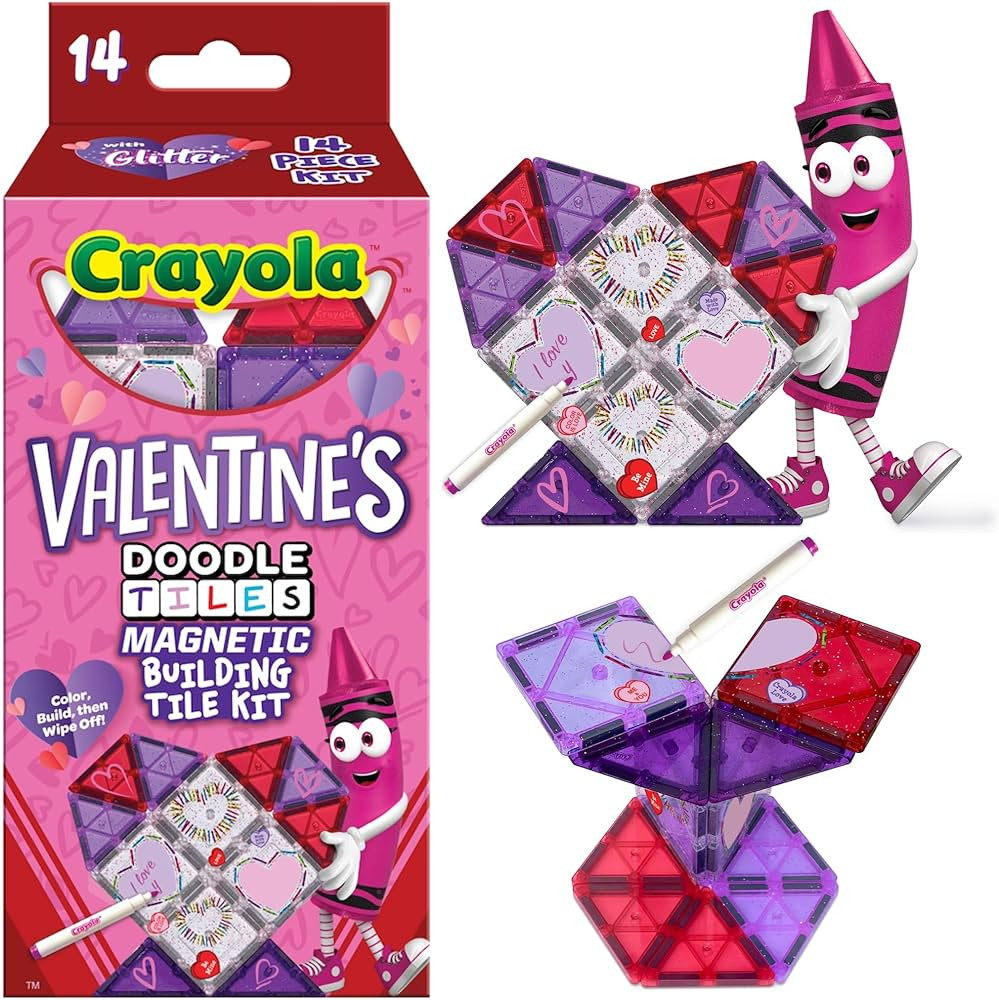 CreateOn Crayola Doodle Valentine Magnetic Tiles, Building Set for Kids, Magnetic Building Toys f... | Amazon (US)
