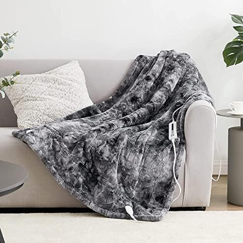 EHEYCIGA Electric Heated Blanket Throw, Faux Fur Shepa Fast Heating Blanket Throw with 5 Heat Set... | Amazon (US)