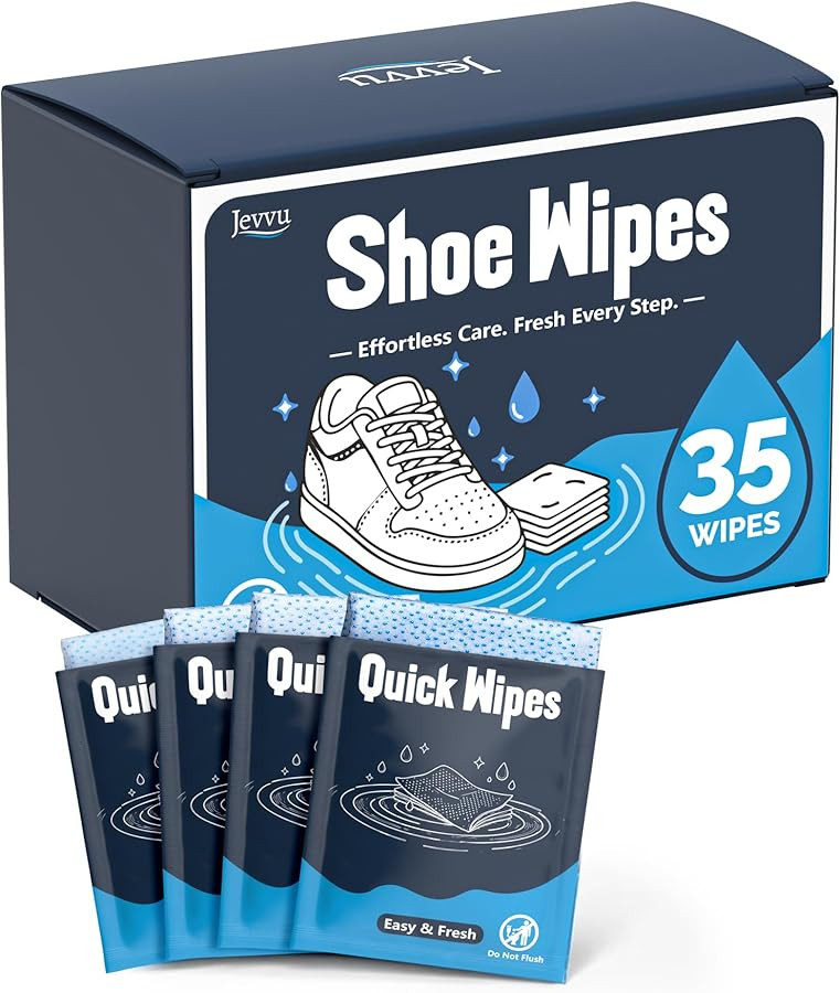 Jevvu Shoe Wipes, 35 Individually Wrapped Sneaker Cleaning Wipes for White Shoes, Dual-Textured, ... | Amazon (US)