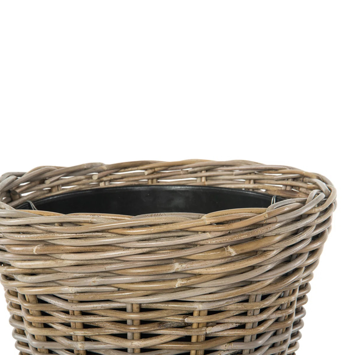 Rattan Kobo Conical Indoor & Outdoor Planter Basket with Plastic Pot, Small | Wayfair North America